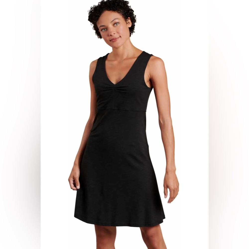 Toad&Co Rosemarie Sleeveless A-Line V-Neck Dress TENCEL Eco-Friendly Medium